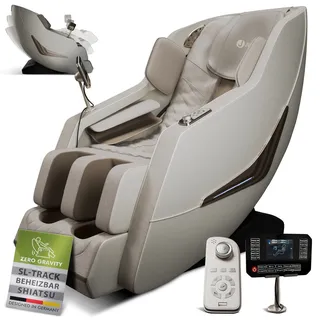 Juskys Massagesessel Paros mit Zero Gravity, Shiatsu, SL-Track & Wärmefunktion – Beige
