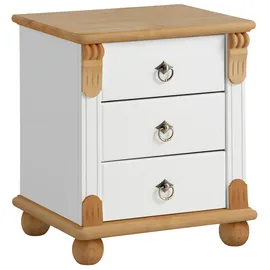 otto home Nachtkommode OTTO HOME "Tessin", weiß (weiß, honig), B:45cm H:50cm T:38cm, Sideboards, aus massiver FSC-zertifizierter Kiefer, mit 3 Schubladen