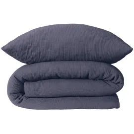 SCHIESSER Bettwäscheset Molly - Musselin - 2-teilig - 135 x 200 cm - Indigo