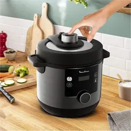 Moulinex Turbo Cuisine & Fry CE7788-2 in 1: Elektrischer Schnellkochtopf und Luftfritteuse 1450 W Leistung, antihaftbeschichtet, 15 automatische Programme, Timer, Zubehör, schwarz