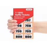 evelay Cloakroom Tombola Draw Tickets nummeriert orange 1-1000