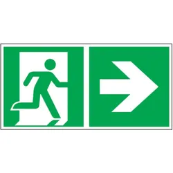 Rettungswegschild mit Pfeil rechts