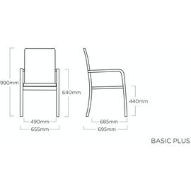 Kettler Basic Plus Stapelsessel 65,5 x 69,5 x 99 cm silber/anthrazit