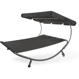 Doppelliege Gartenliege Relaxliege Freizeitliege Palma Schwarz Mit Sonnendach