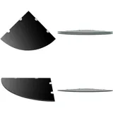 Vidaxl - Eckregale 2 Stk. mit Verchromten Halterungen Glas Schwarz - Wandregal - Eckschrank - Glasregal - Regal Schwarz - Küchenregal - Home & Living