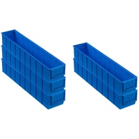 SparSet 5x Blaue Industriebox 500 S | HxBxT 8,1x9,1x50cm | 2,8 Liter | Sichtlagerkasten, Sortimentskasten, Sortimentsbox, Kleinteilebox