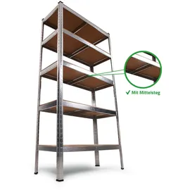 Ondis24 Steckregal Metall 90 x 40 x 180 cm grau/silberfarben 5 Fachböden