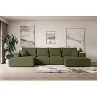 ALTDECOR Wohnlandschaft SIERRA-U-S, Couch mit Schlaffunktion, Wohnzimmer - Wohnlandschaft, Corner Sofa Bett Eckcouch Couch L-Form Schlafcouch Ausziehbar grün