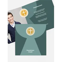 Kommunion Dankeskarten selbst gestalten mit Spruch und Fotos im Onlinedesigner bei Meine-Kartenmanufaktur.de