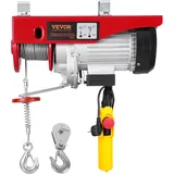 Vevor Elektrische Seilwinde, 400 kg, Motorwinde mit 4,2 m kabelgebundener Fernbedienung, 12 m Hubhöhe mit Einzelkabel, Einzel-/Doppelschlingen, Not-Aus, Hebezeug für Garage, Lager, Fabrik
