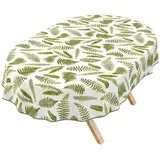 ANRO Tischdecke abwaschbar Baumwolloptik Farn Grün wetterfest Gartentischdecke (Einzelstück 1-tlg, eine Tischdecke), Stofftischdecke schmutzabweisend 280x140cm Farn Grün grün Oval | 140 cm x 280 cm