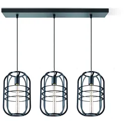 Pendelleuchte NERO 3fach - 3 x E27 - schwarz - Industrie-Design