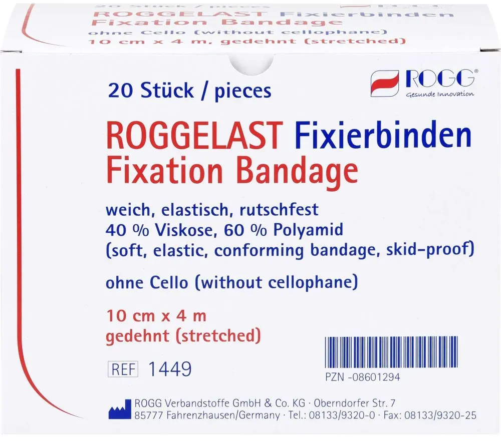 ROGGELAST Fixierbinden 10 cmx4 m o.Cellophan 20 St