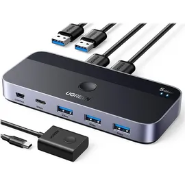 UGREEN USB 3.0 Switch 2-in-4 Switch + 2x USB-A Kabel - Schwarz