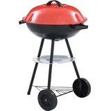 vidaXL XXL Holzkohle Kugelgrill mit Rädern Tragbar Rundgrill Grill BBQ Standgrill Holzkohlegrill Smoker Gartengrill Grillwagen 44cm