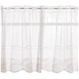 SCHÖNER LEBEN. Stoff Scheibengardinen Meterware nähfrei Stickerei modern weiß rosa 60cm H, bestickt rosa|weiß