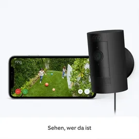 Ring Stick Up Cam Plug-in IP-Sicherheitskamera, Innen & Außen, Kabellos, 2400 MHz, Tisch/Wand, Schwarz