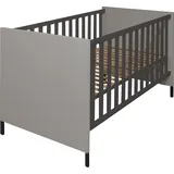Mäusbacher Babybett MÄUSBACHER, grau (kreidegrau, anthrazit), B:76cm H:93cm T:144cm, Holzwerkstoff, Babybetten, Babybett, Metallfüße, Metallgriffe