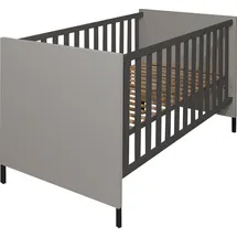 Mäusbacher Babybett MÄUSBACHER, grau (kreidegrau, anthrazit), B:76cm H:93cm T:144cm, Holzwerkstoff, Babybetten, Babybett, Metallfüße, Metallgriffe