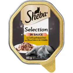Sheba Selection in Sauce 85 Gramm Schale Katzennassfutter 22 x 85 Gramm Geflügelhäppchen