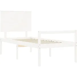 vidaXL Seniorenbett mit Kopfteil Weiß Massivholz