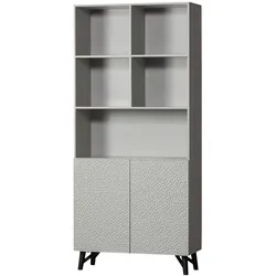 Schrank Carved Organic aus Mangoholz, Hellgrau