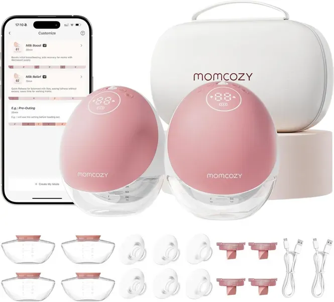 Momcozy M9 Brustpumpe - Doppelpack - burgunderrot