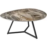 Riess-Ambiente Couchtisch, Taupe, Keramik, Glas, Marmor Optik, Rechteckig,Rechteckig, 90x40x75 cm, Wohnzimmer, Wohnzimmertische, Couchtische