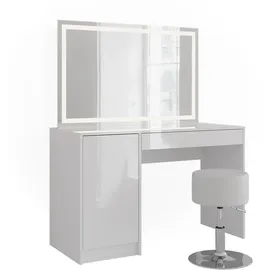 Vicco Schminktisch, Sherry, mit LED-Spiegel und Hocker
