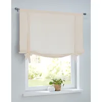Kutti Bindegardine KUTTI "Cottage Raffgardine" Gr. 3, beige (beige, weiß), B:80cm H:100cm, Baumwolle, Gardinen, kariert, Baumwolle, Stangendurchzug, Bindegardine