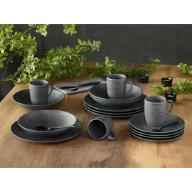 CreaTable Kombiservice Anthrazit, Keramik, 16-teilig, 300 ml, Essen & Trinken, Geschirr, Geschirr-Sets, Kombiservice