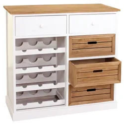 Weinregal HWC-B96, Kommode Flaschenregal f√or 12 Flaschen mit Schubladen, Landhaus 86x87x37cm