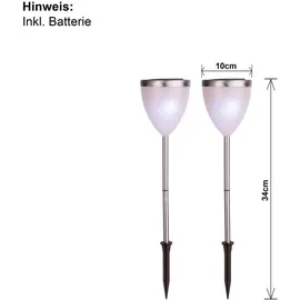 Star Trading Solarleuchte Glas 46 x 10 cm 2er Set silber