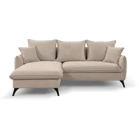 WERK2 Ecksofa »Modica L-Form«, Minimalistisches Ecksofa mit Schlaffunktion & Bettkasten, beige