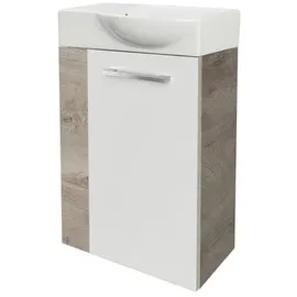 Fackelmann Waschbeckenunterschrank 44 x 60 x 24,3 cm Braun/Weiß
