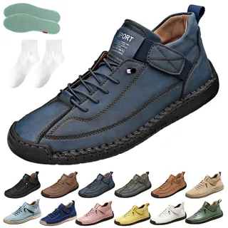 Stiefelparadies Herren Slip Ons in Dunkelblau Hellbraun