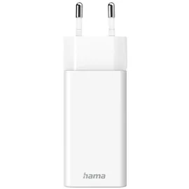 Hama Schnellladegerät, GaN, 1x USB-C PD, 1x USB-A QC, Mini-Ladegerät, 65 W, Weiß