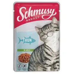 Schmusy Ragout Nassfutter Katze Adult in Gelee Thunfisch 22x100 g