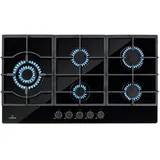 Gaskochfeld 90 cm 5 flammig Glaskeramik Herdplatte Einbau Kochfeld Gas schwarz