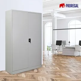 Proregal Flügeltürenschrank ELEPHANT Metall Aktenschrank komplett montiert abschließbar 180x120x40cm Stahl 4 Ebenen Stahlschrank Lichtgrau