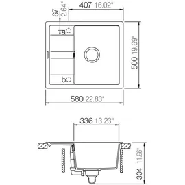 keenberk Granitspüle Victory S580.80 - Creme, ab 45er Unterschrank, 580 x 500 mm
