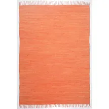 TEPGO HAPPY COTTON TERRA Handwebteppich 70 x 140 cm Orange/Rot