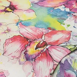 Dekostoff Aquarell-Blumen "Lorena", bunt