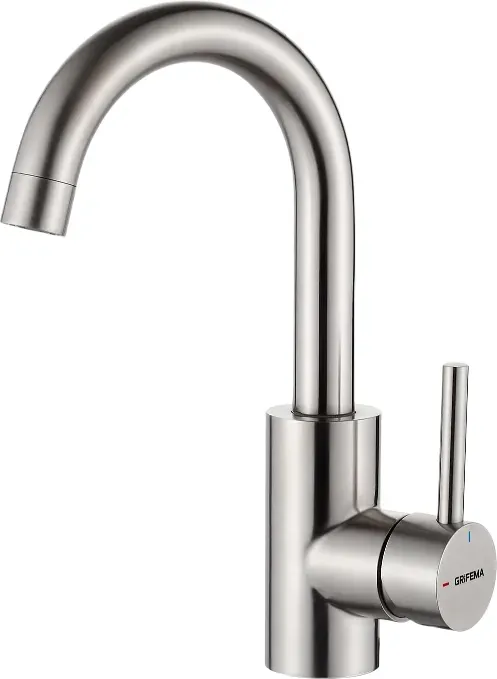 Grifema Waschbecken-Mischbatterie – 360° Schwenkbare Edelstahl-Armatur mit Einhebel-Mischer für Warm- und Kaltwasser, Wassersparender Luftsprudler, Gebürstetes Chrom, Einfache DIY-Installation