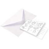 Amscan 9903955 - Einladungskarten Kleine Tänzerin mit Umschlägen, 8 Stück, Größe 8 x 14 cm, Ausmalmotiv, Little Dancer, Einladung, Geburtstag, Kinderparty, Mottoparty, Ballett