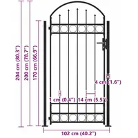 vidaXL Gartentor 105 x 204 cm Schwarz/Metall