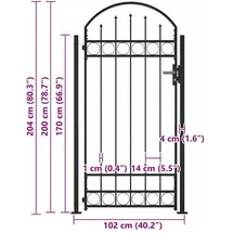 vidaXL Gartentor 105 x 204 cm Schwarz/Metall
