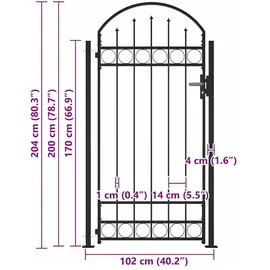 vidaXL Gartentor 105 x 204 cm Schwarz/Metall