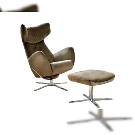 KAWOLA RANDY Drehsessel mit Wippfunktion inkl. Hocker olivgrün