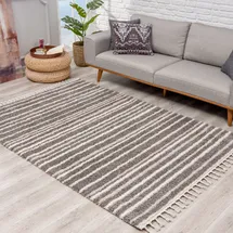 Carpet City Pulpy 520 Fransenteppich 160 x 230 cm Grau